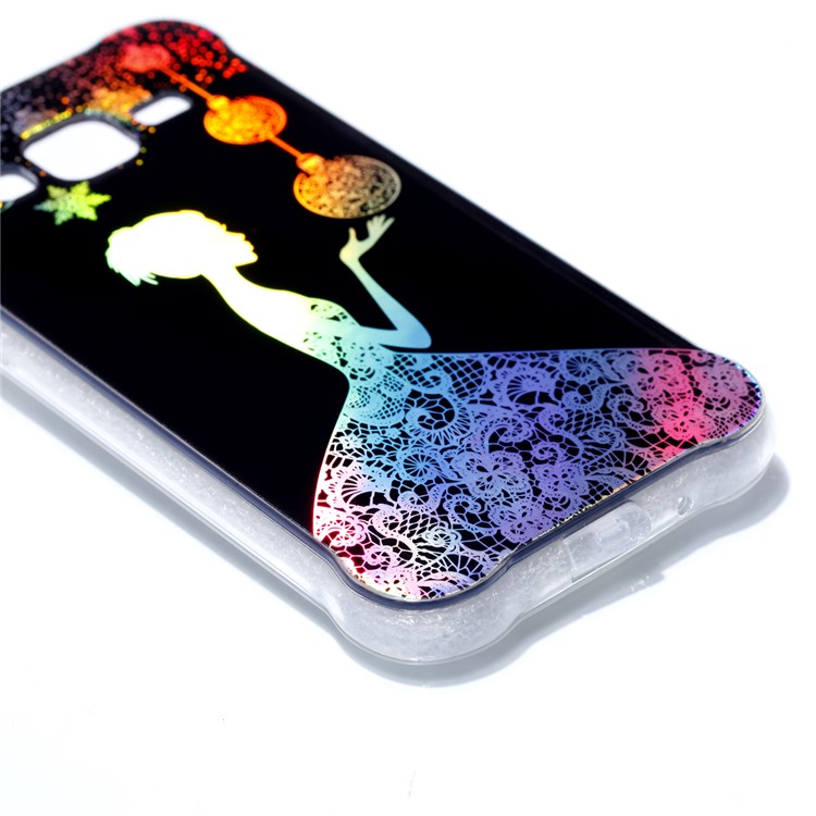 Plated IMD Drop-proof TPU Gel Cell Phone Case for Samsung Galaxy J3 (2016) / J3 - Pretty Girl-4