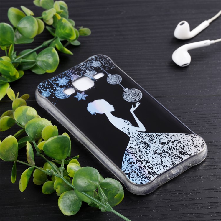 Plated IMD Drop-proof TPU Gel Cell Phone Case for Samsung Galaxy J3 (2016) / J3 - Pretty Girl-6