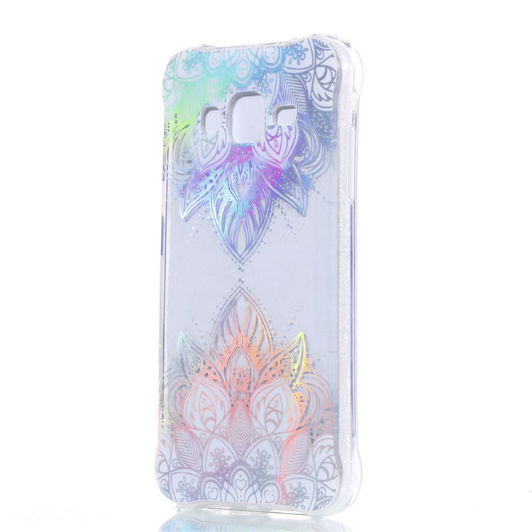 Plated IMD Drop-proof TPU Protection Casing for Samsung Galaxy J3 (2016) / J3 - Colorized Flower-3