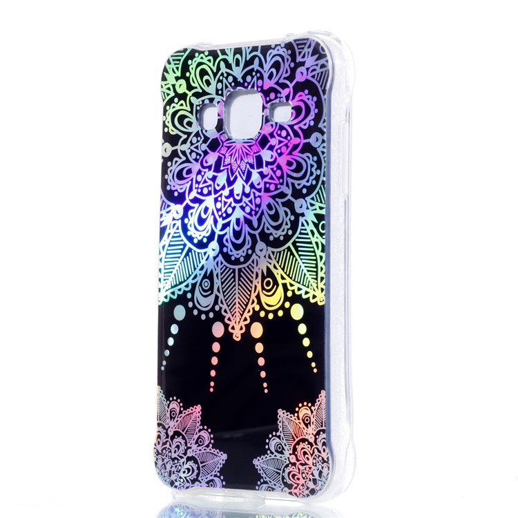 Plated IMD Drop-proof TPU Protective Case for Samsung Galaxy J3 (2016) / J3 - Mandala Flower-3
