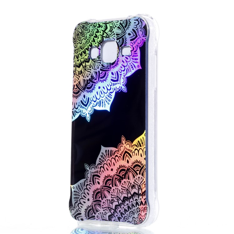 Plated IMD Drop-proof Soft TPU Gel Cover for Samsung Galaxy J3 (2016) / J3 - Plant Pattern-3