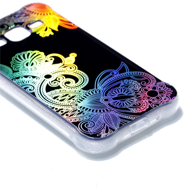 Plated IMD Drop-proof Soft TPU Gel Cover for Samsung Galaxy J3 (2016) / J3 - Plant Pattern-4