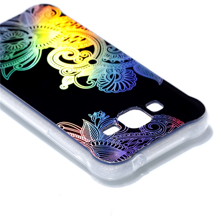 Plated IMD Drop-proof Soft TPU Gel Cover for Samsung Galaxy J3 (2016) / J3 - Plant Pattern-5