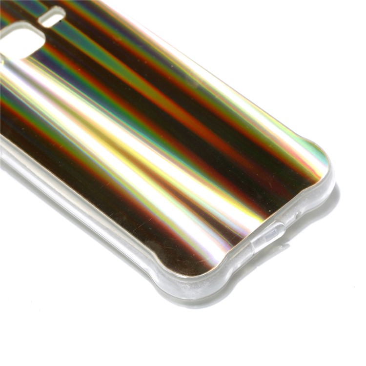 Plated IMD Drop-proof TPU Cell Phone Cover for Samsung Galaxy J3 (2016) / J3 - Gold Vertical Stripes-4