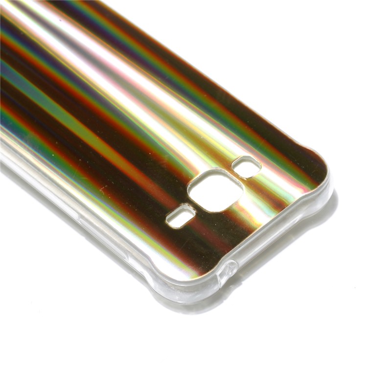 Plated IMD Drop-proof TPU Cell Phone Cover for Samsung Galaxy J3 (2016) / J3 - Gold Vertical Stripes-5