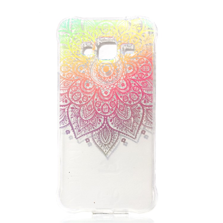 Plated IMD Drop-proof TPU Mobile Phone Shell for Samsung Galaxy J3 (2016) / J3 - Henna Flower-2