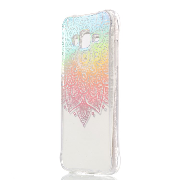 Plated IMD Drop-proof TPU Mobile Phone Shell for Samsung Galaxy J3 (2016) / J3 - Henna Flower-3