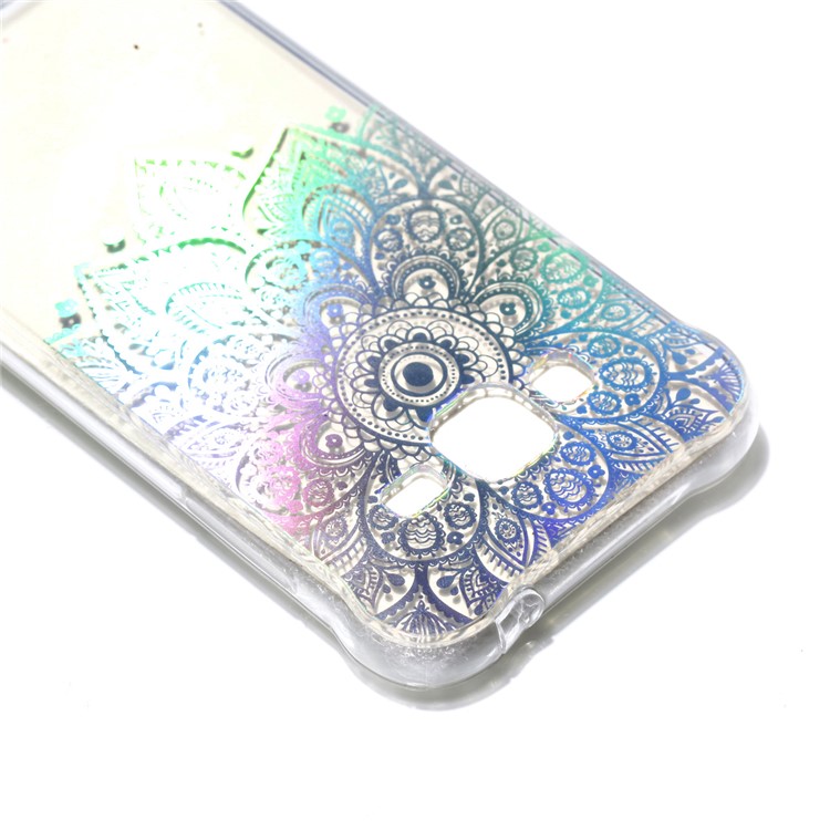 Plated IMD Drop-proof TPU Mobile Phone Shell for Samsung Galaxy J3 (2016) / J3 - Henna Flower-5