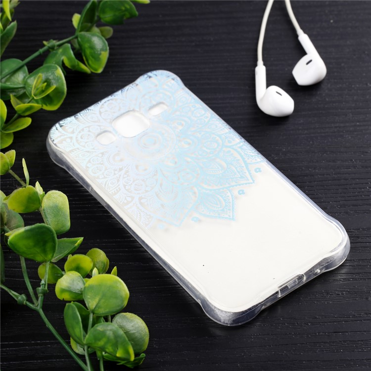 Plated IMD Drop-proof TPU Mobile Phone Shell for Samsung Galaxy J3 (2016) / J3 - Henna Flower-6