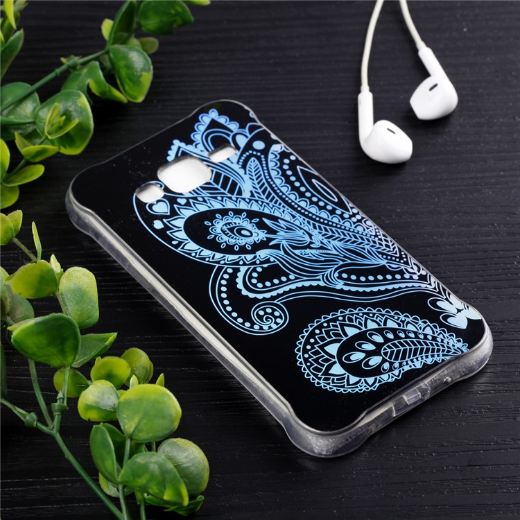 Plated IMD Drop-proof TPU Gel Shell Case for Samsung Galaxy J3 (2016) / J3 - Paisley Pattern-5