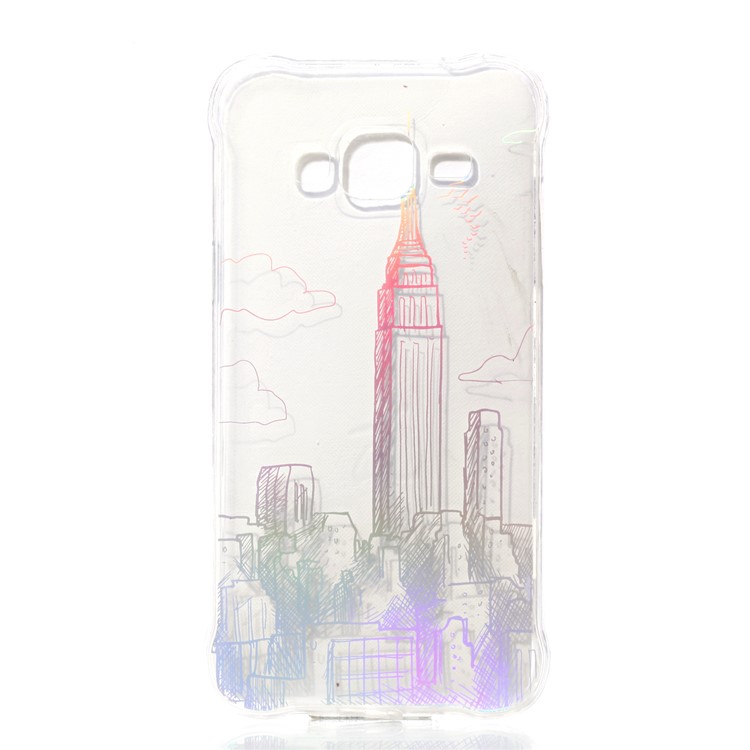 Plated IMD Drop-proof TPU Cover for Samsung Galaxy J3 (2016) / J3 - Buildings-2