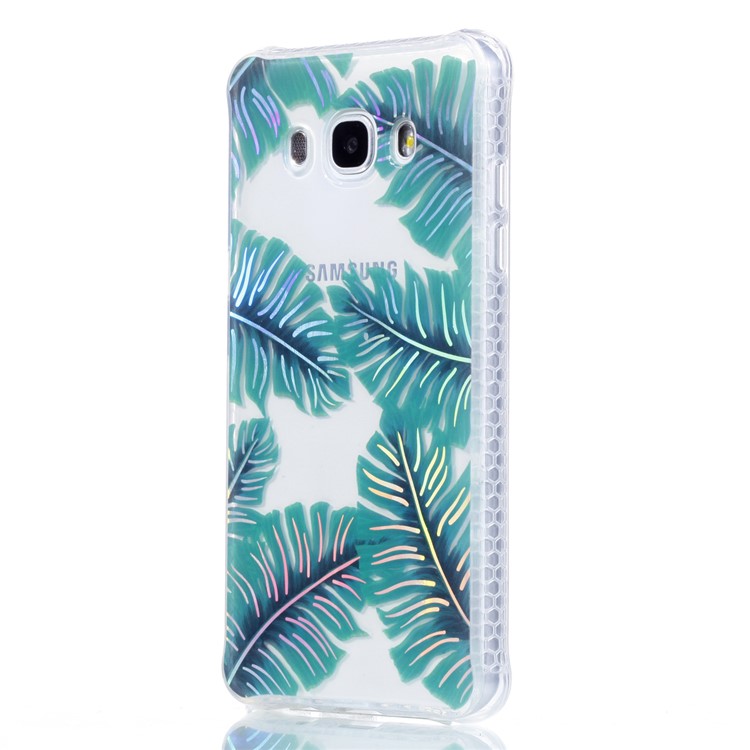 Plating IMD Shockproof TPU Cover for Samsung Galaxy J7 (2016) SM-J710 - Green Leaves-3