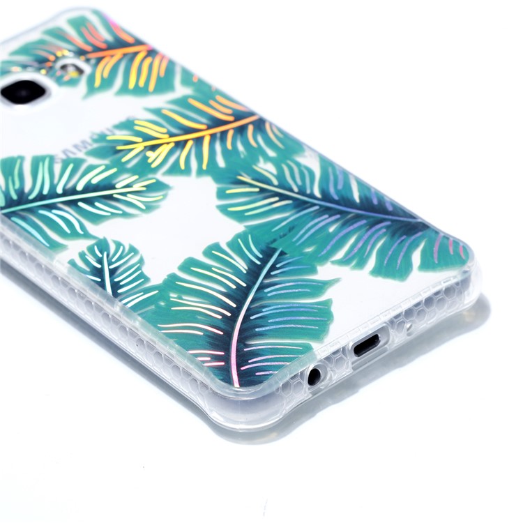 Plating IMD Shockproof TPU Cover for Samsung Galaxy J7 (2016) SM-J710 - Green Leaves-5