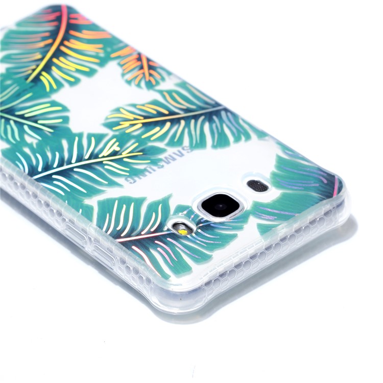 Plating IMD Shockproof TPU Cover for Samsung Galaxy J7 (2016) SM-J710 - Green Leaves-6