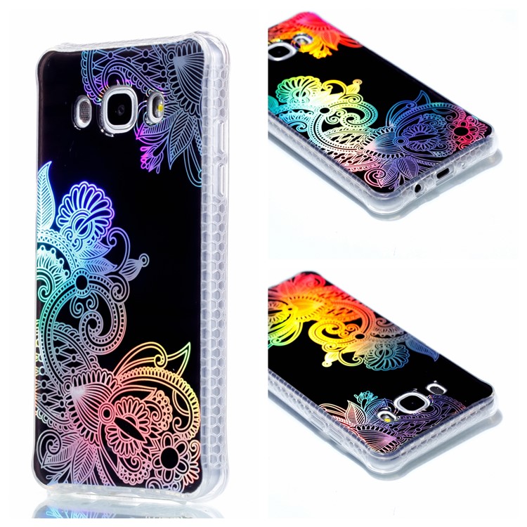 Plating IMD Shockproof TPU Cover for Samsung Galaxy J7 (2016) SM-J710 - Plant Pattern-1