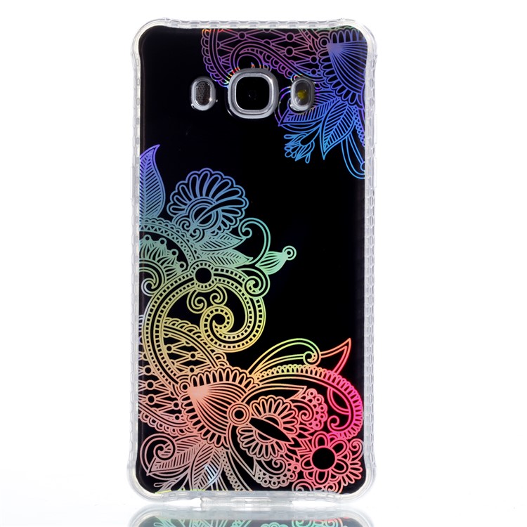 Plating IMD Shockproof TPU Cover for Samsung Galaxy J7 (2016) SM-J710 - Plant Pattern-2