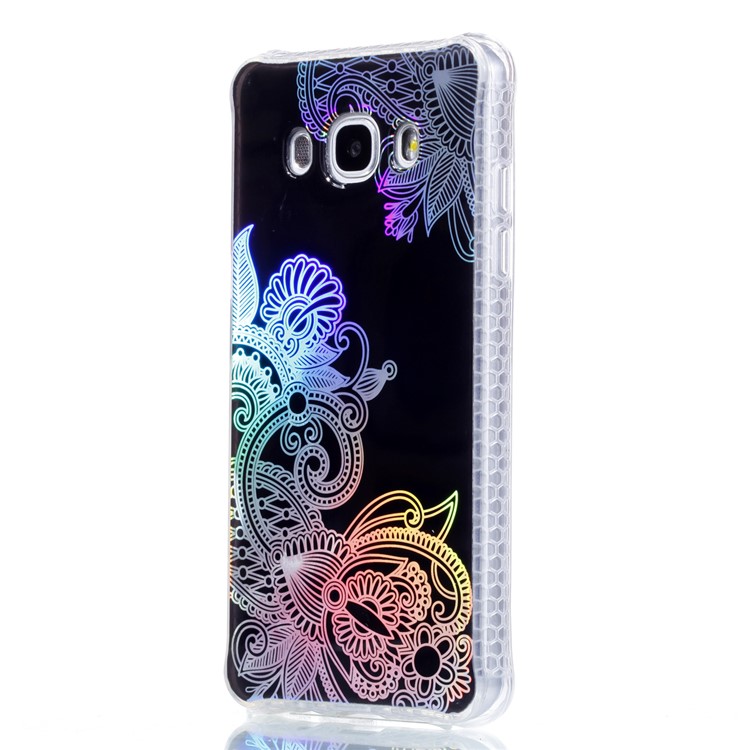 Plating IMD Shockproof TPU Cover for Samsung Galaxy J7 (2016) SM-J710 - Plant Pattern-3