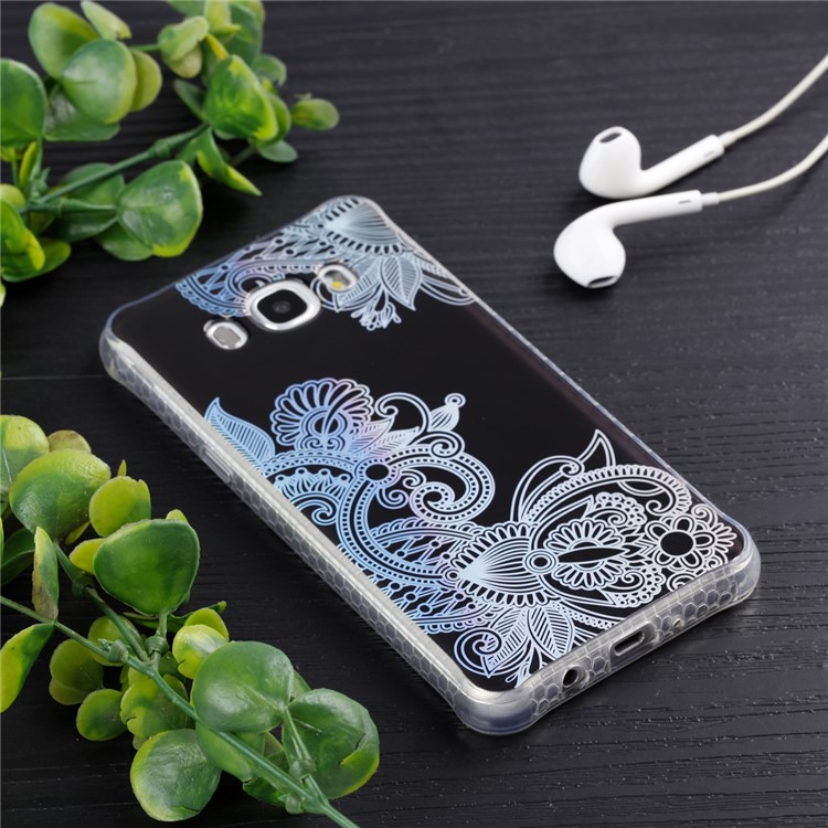 Plating IMD Shockproof TPU Cover for Samsung Galaxy J7 (2016) SM-J710 - Plant Pattern-6