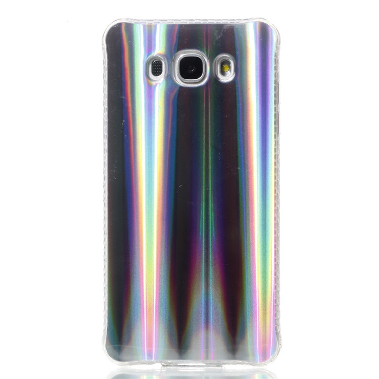 Plating IMD Shockproof TPU Cover for Samsung Galaxy J7 (2016) SM-J710 - Silver Vertical Stripes-2