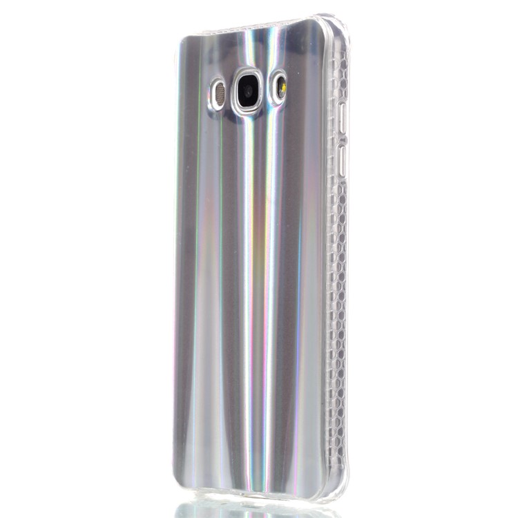 Plating IMD Shockproof TPU Cover for Samsung Galaxy J7 (2016) SM-J710 - Silver Vertical Stripes-3