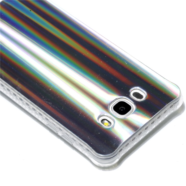 Plating IMD Shockproof TPU Cover for Samsung Galaxy J7 (2016) SM-J710 - Silver Vertical Stripes-5