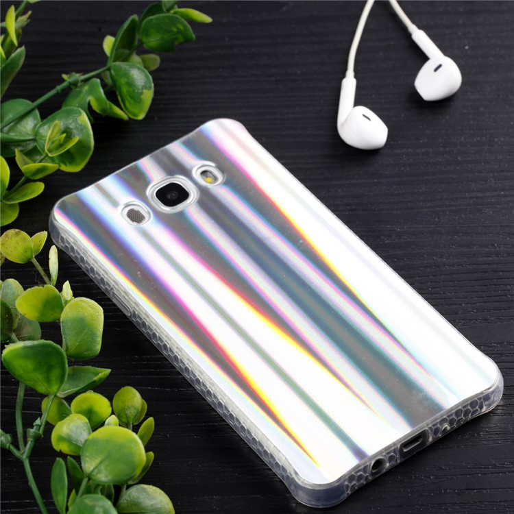 Plating IMD Shockproof TPU Cover for Samsung Galaxy J7 (2016) SM-J710 - Silver Vertical Stripes-6