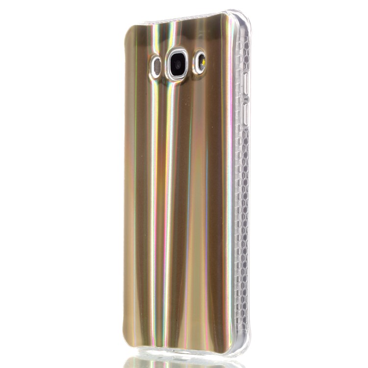 Plating IMD Shockproof TPU Cover for Samsung Galaxy J7 (2016) SM-J710 - Gold Vertical Stripes-3