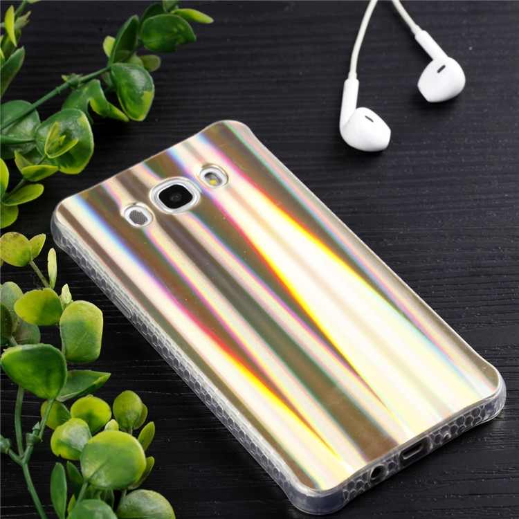Plating IMD Shockproof TPU Cover for Samsung Galaxy J7 (2016) SM-J710 - Gold Vertical Stripes-6