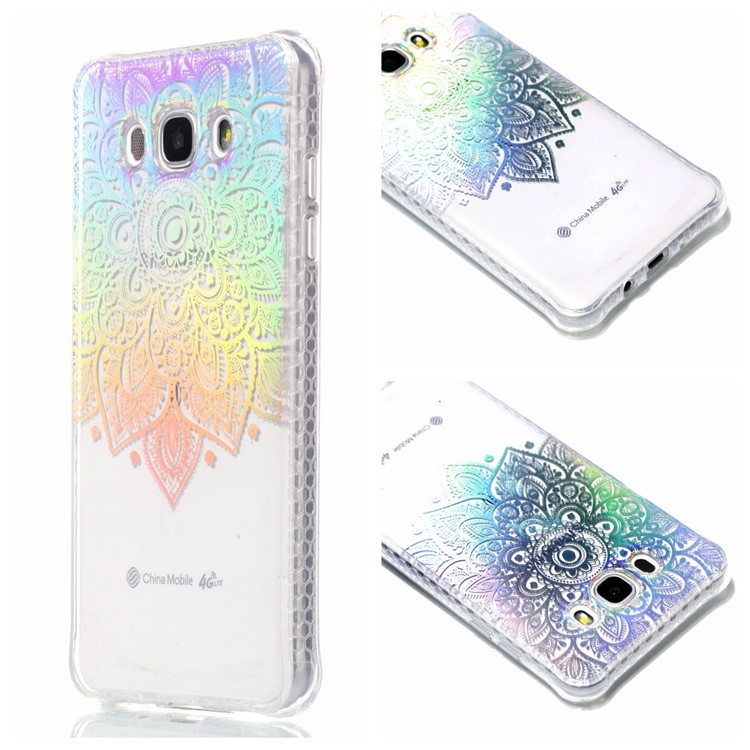 Plating IMD Shockproof TPU Cover for Samsung Galaxy J7 (2016) SM-J710 - Henna Flower-1