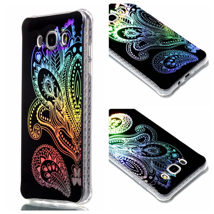 Plating IMD Shockproof TPU Cover for Samsung Galaxy J7 (2016) SM-J710 - Paisley Pattern-1