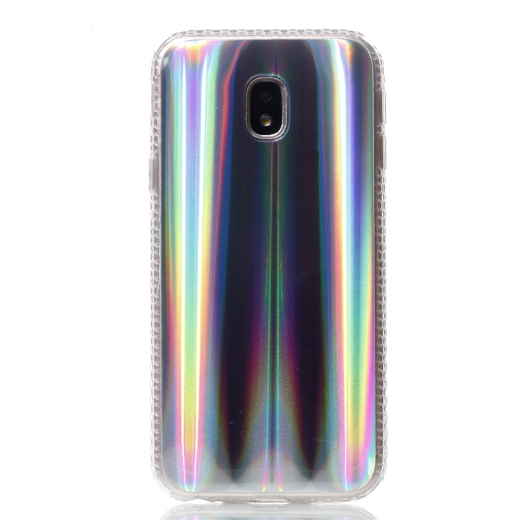Electroplating IMD Shockproof TPU Shell for Samsung Galaxy J3 (2017) EU Version/J3 Pro (2017) - Silver Vertical Stripes-2