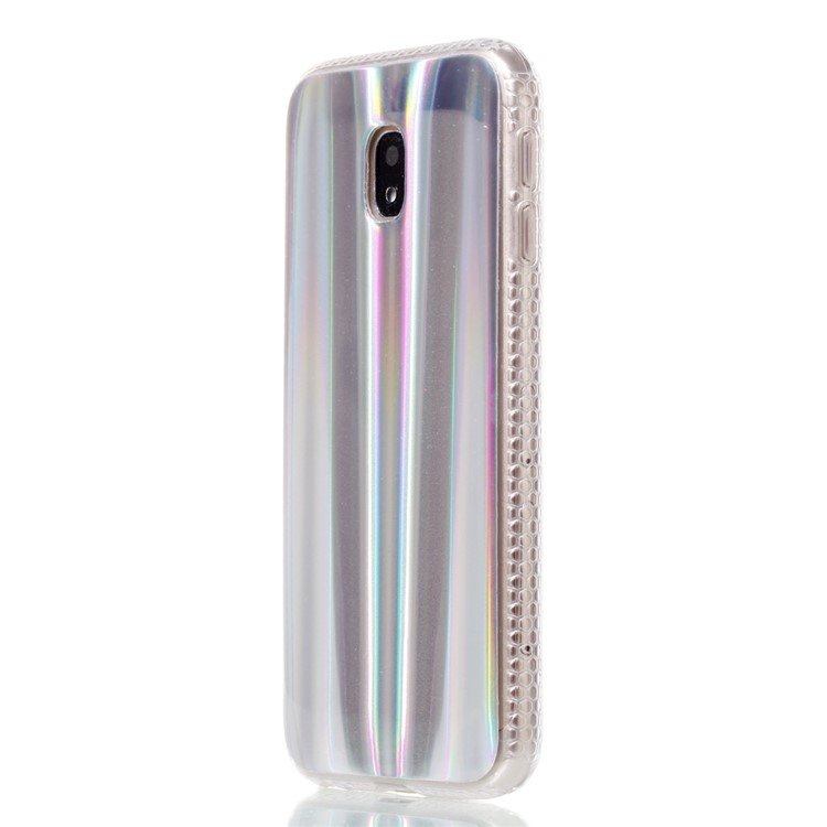 Electroplating IMD Shockproof TPU Shell for Samsung Galaxy J3 (2017) EU Version/J3 Pro (2017) - Silver Vertical Stripes-3