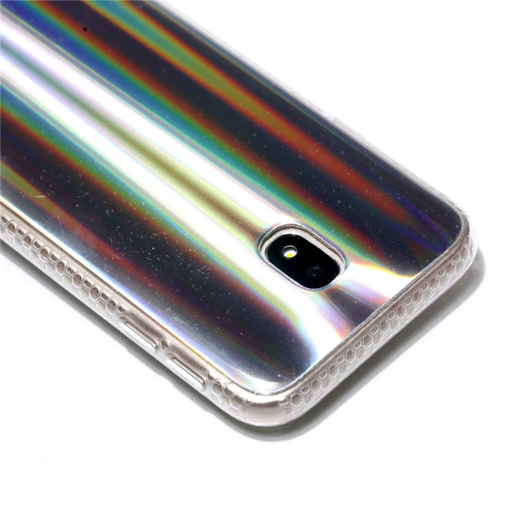 Electroplating IMD Shockproof TPU Shell for Samsung Galaxy J3 (2017) EU Version/J3 Pro (2017) - Silver Vertical Stripes-5