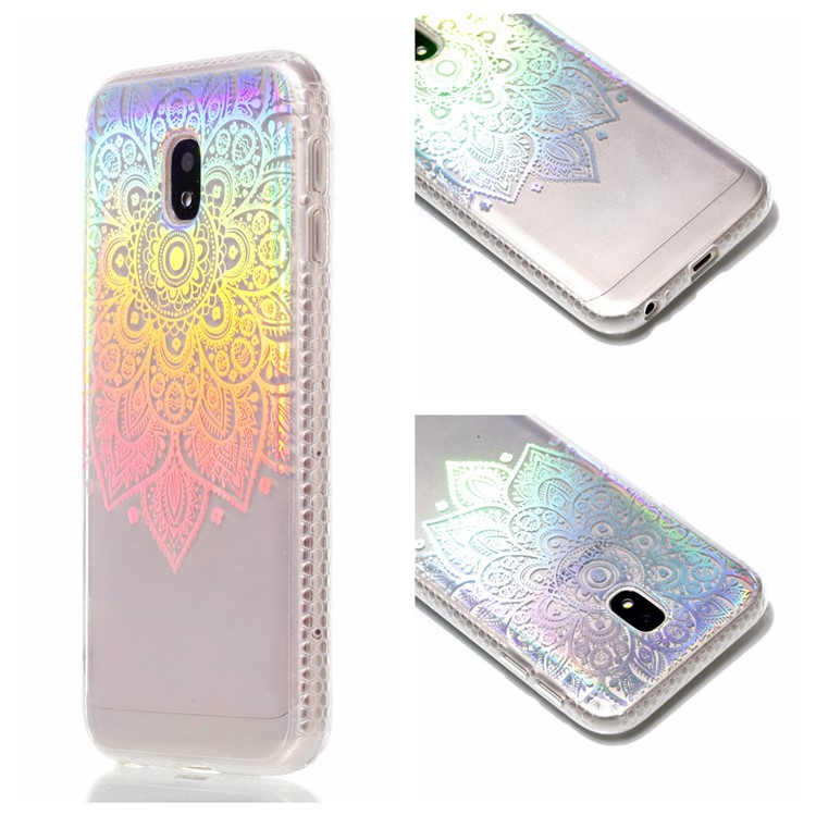 Electroplating IMD Shockproof TPU Mobile Phone Cover for Samsung Galaxy J3 (2017) EU Version/J3 Pro (2017) - Henna Flower-1