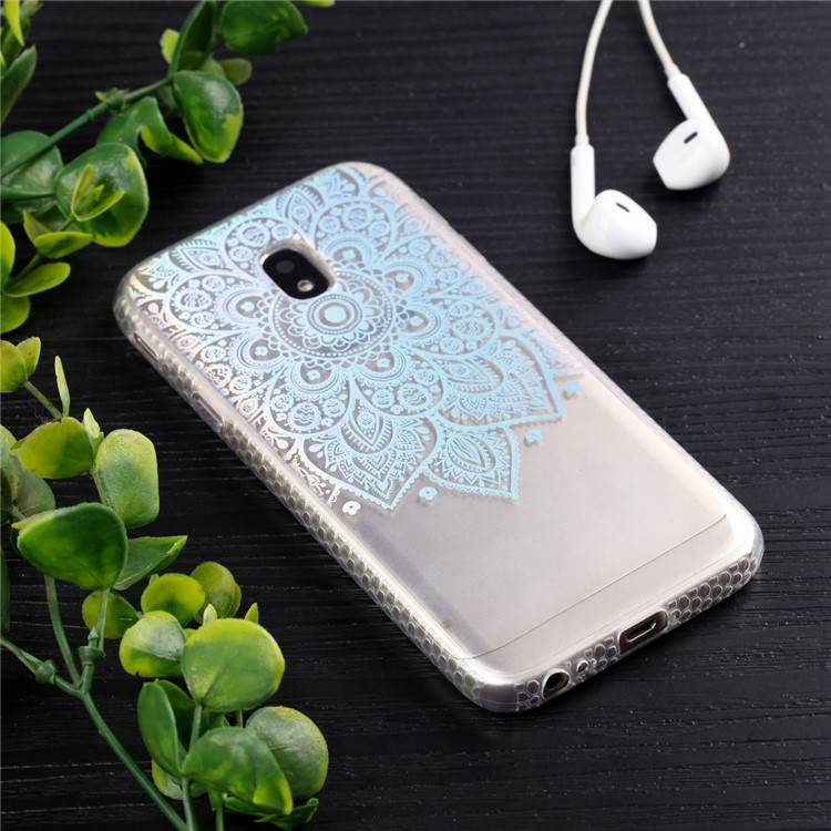 Electroplating IMD Shockproof TPU Mobile Phone Cover for Samsung Galaxy J3 (2017) EU Version/J3 Pro (2017) - Henna Flower-6