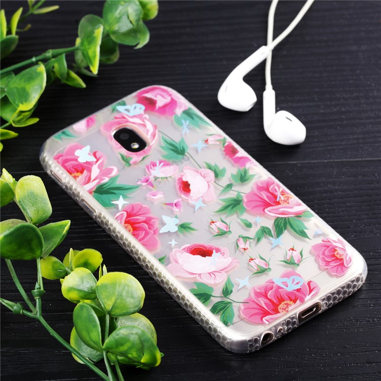 Electroplating IMD Shockproof TPU Protective Cover for Samsung Galaxy J3 (2017) EU Version/J3 Pro (2017) - Blossom Flowers-6