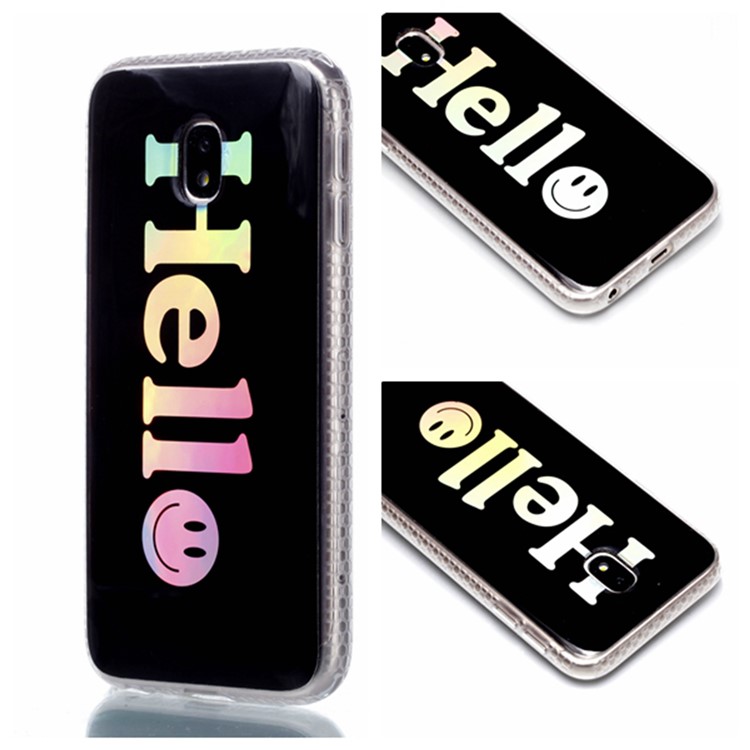 Electroplating IMD Shockproof TPU Back Casing for Samsung Galaxy J3 (2017) EU Version/J3 Pro (2017) - Hello-1