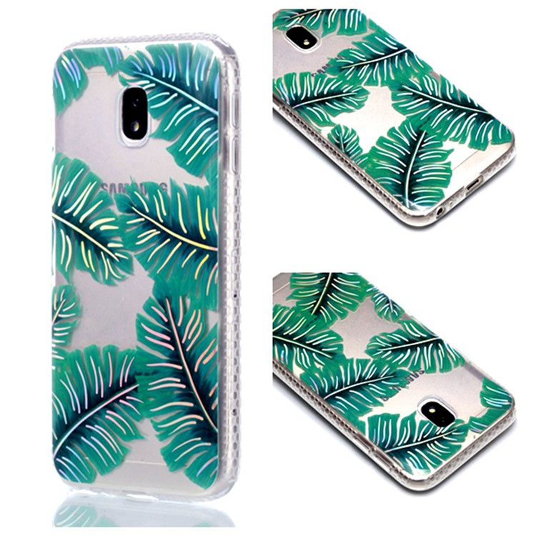 Plated IMD Shockproof TPU Cover for Samsung Galaxy J5 (2017) EU Version / J5 Pro (2017) - Green Leaves-1