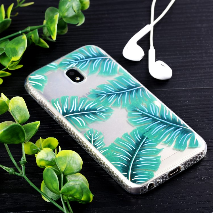 Plated IMD Shockproof TPU Cover for Samsung Galaxy J5 (2017) EU Version / J5 Pro (2017) - Green Leaves-2