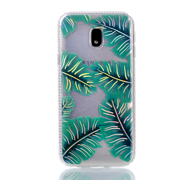 Plated IMD Shockproof TPU Cover for Samsung Galaxy J5 (2017) EU Version / J5 Pro (2017) - Green Leaves-4