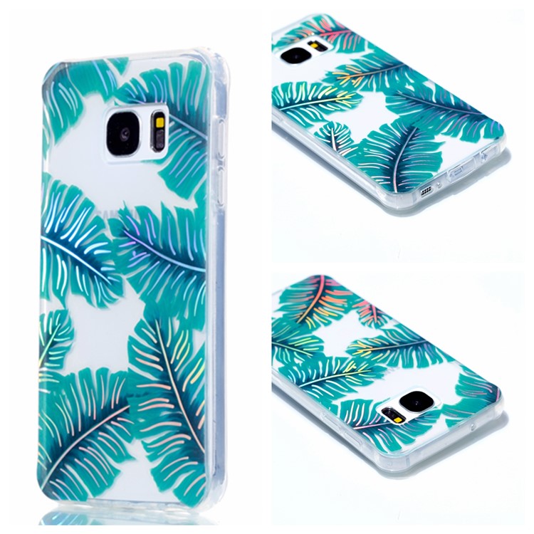 Electroplating IMD TPU Mobile Phone Case for Samsung Galaxy S7 SM-G930 - Green Leaves-1
