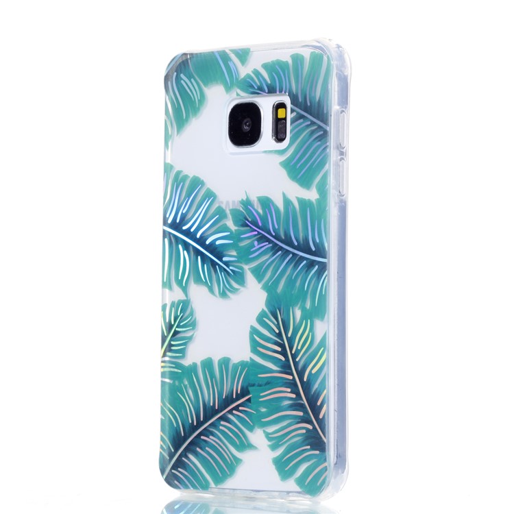 Electroplating IMD TPU Mobile Phone Case for Samsung Galaxy S7 SM-G930 - Green Leaves-3