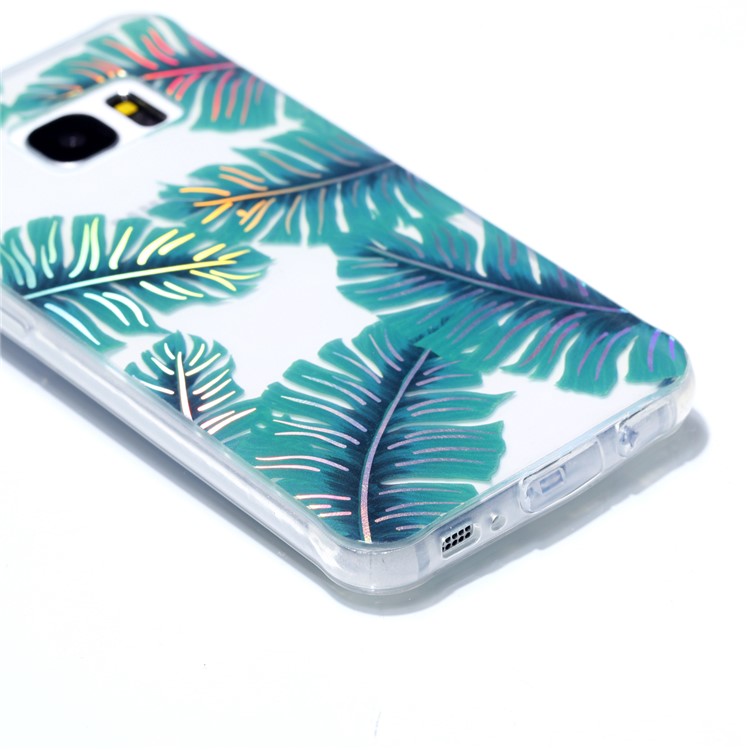 Electroplating IMD TPU Mobile Phone Case for Samsung Galaxy S7 SM-G930 - Green Leaves-5