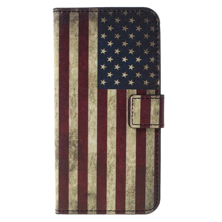 Leather Stand Case for Samsung Galaxy S7 - Retro American Flag-3