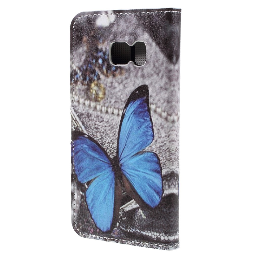 Wallet Leather Phone Cover for Samsung Galaxy S7 - Blue Butterfly-2