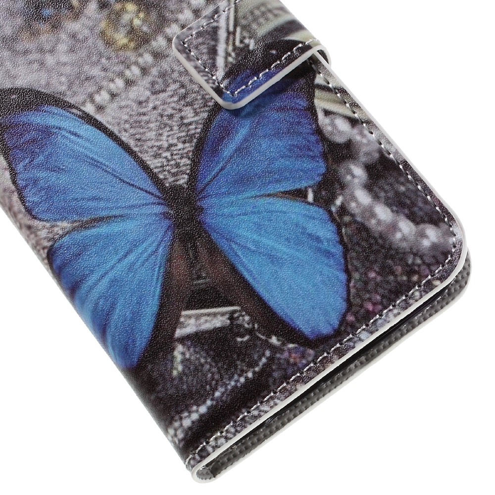 Cubierta Telefónica de Cuero de Billetera Para Samsung Galaxy S7 - Mariposa Azul