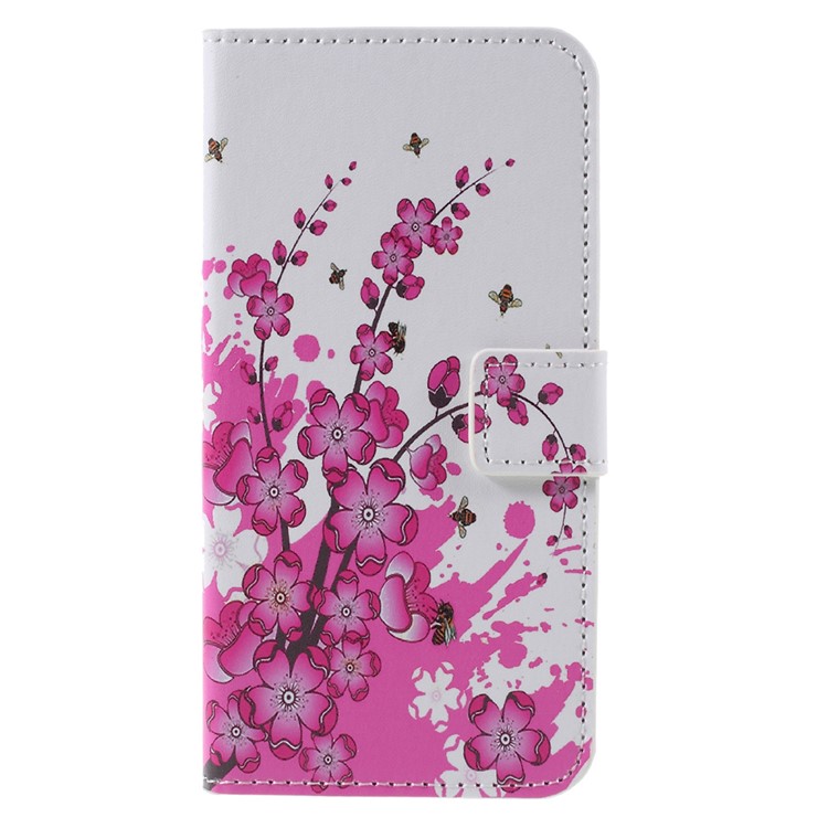 Magentic Leather Stand Cover for Samsung Galaxy S7 - Plum Blossom-3
