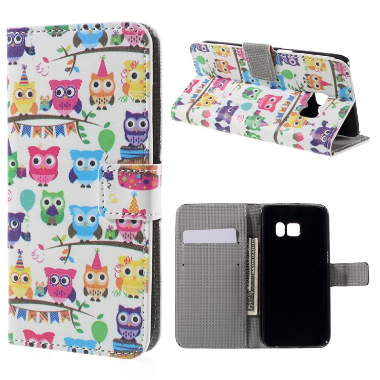 Magentic Leather Stand Case for Samsung Galaxy S7 - Multiple Owls-1