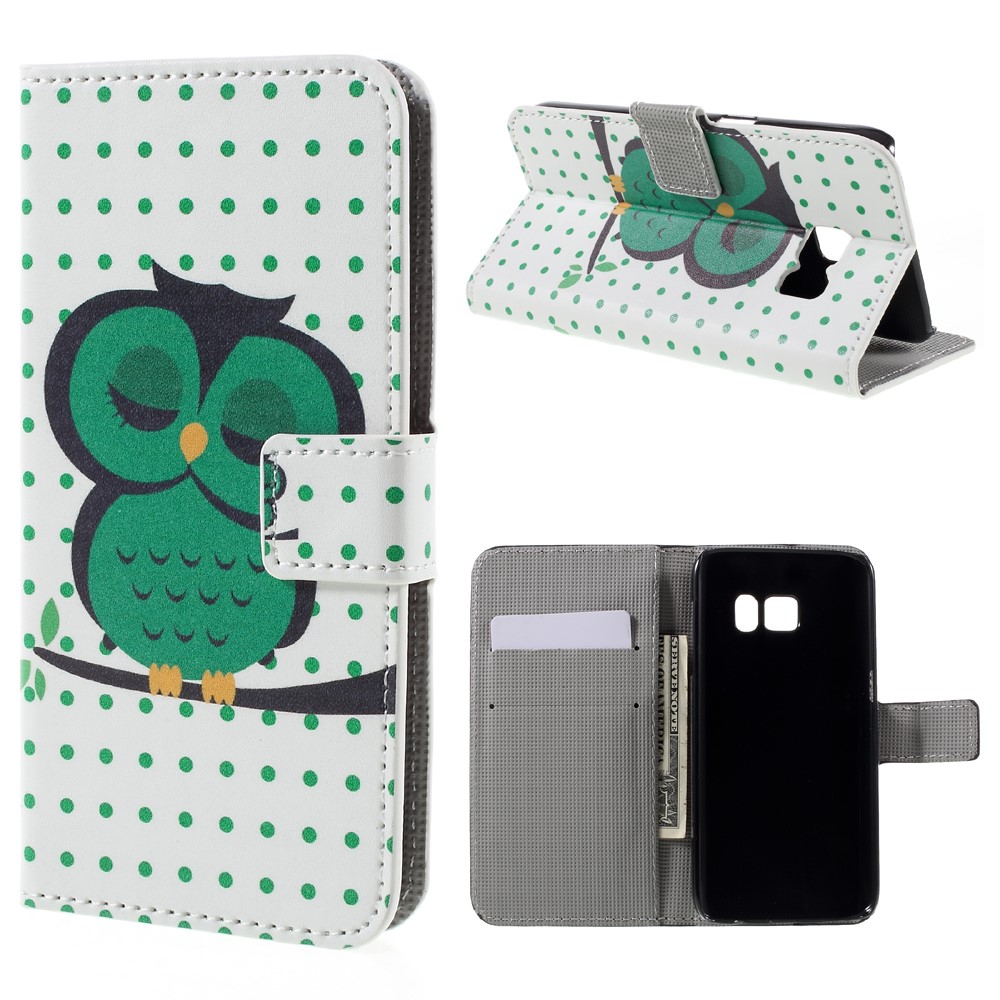 Leather Stand Flip Case for Samsung Galaxy S7 - Sleeping Owl on the Branch-1