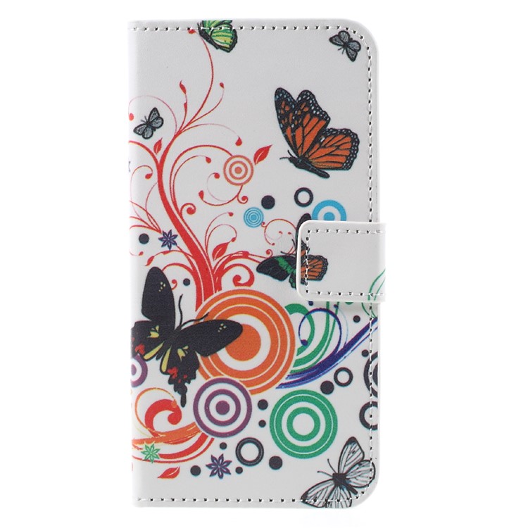Card Holder Leather Stand Cover for Samsung Galaxy S7 - Butterfly Circles-3
